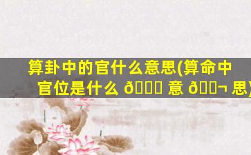 算卦中的官什么意思(算命中官位是什么 🐋 意 🐬 思)